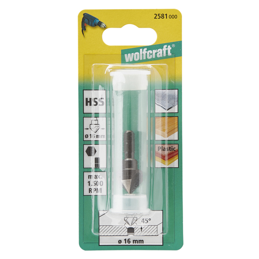Зенківка Wolfcraft HSS конусна з шестигранним хвостовиком 1 шт. 2581000