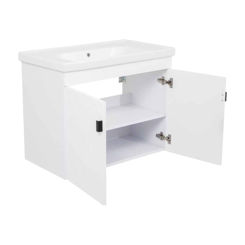 Тумба подвесная Aqua Rodos МИНИ с умывльником Frame 80 см белый