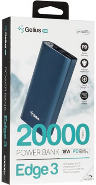 Внешний аккумулятор (Powerbank) Gelius Pro Edge 20000 m/Ah blue PD GP-PB20-210 