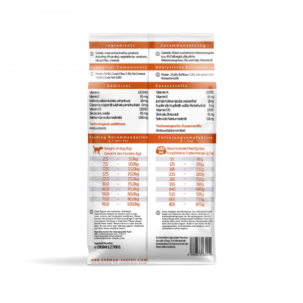 Корм сухий для собаки для усіх порід German Shephy Silver Hund Adult Geflugel свійська птиця 3 кг