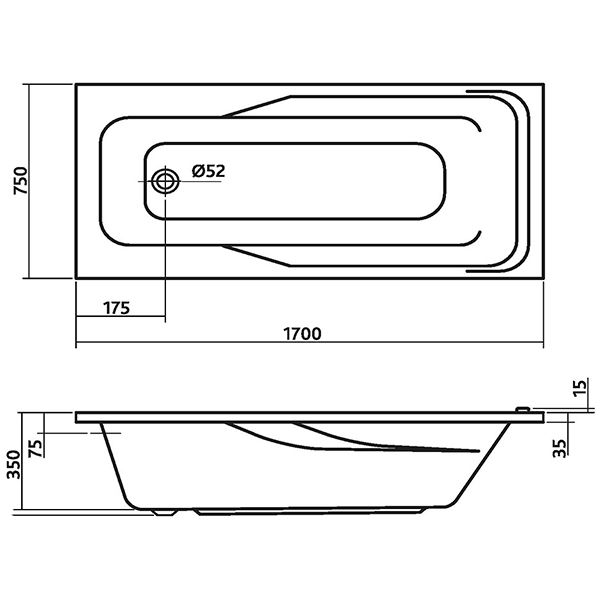 Ванна акриловая Colombo Вектор 170x75