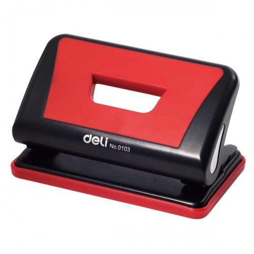 Діркопробивач із гумовими вставками 10 аркушів червоний Deli