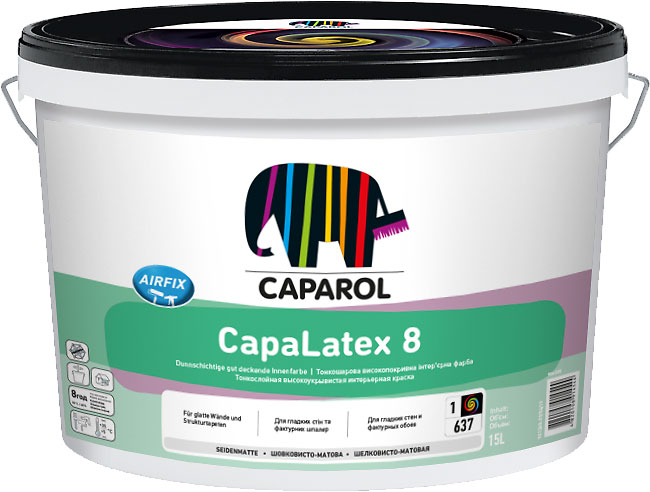 Краска латексная Caparol CapaLatex 8 База 1 шелковистый мат белый 10л