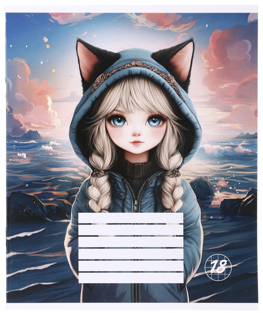 Тетрадь школьная Cat girl_25 18 листов в клеточку Nota Bene