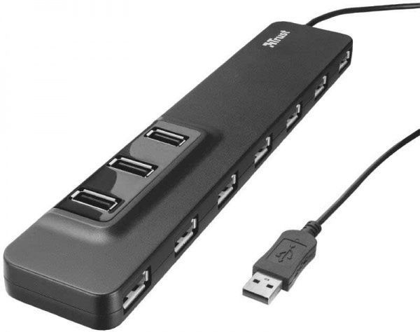 USB-хаб Trust Oila 10 Port USB 2.0 Black — фото 1