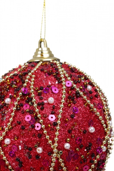 Куля новорічна SD019-45 d 100 мм червоний