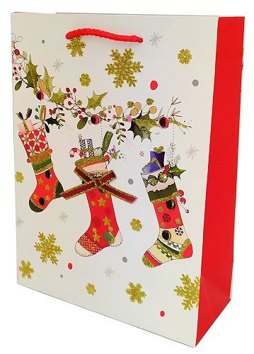 Пакет паперовий різдвяний 14х16х6 см Преміум Happycom International