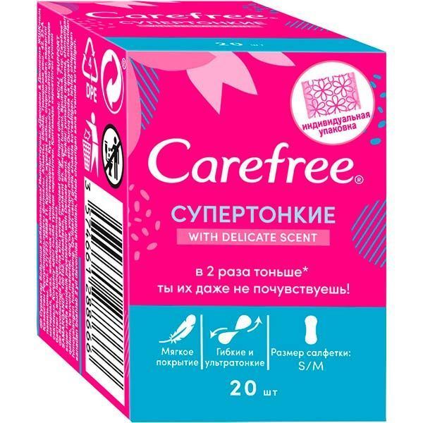 Прокладки ежедневные Carefree СуперТонкие Cotton feel mini 20 шт.