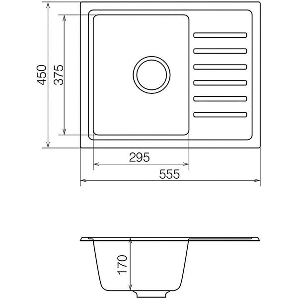 Прямоугольная кухонная мойка Vankor Lira LMP 02.55 Black
