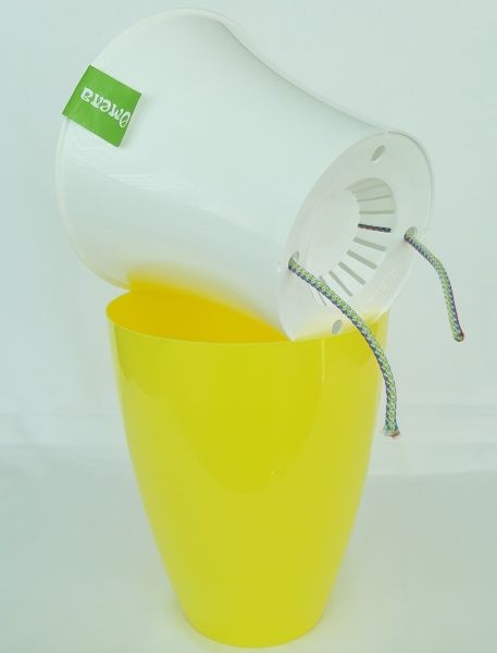 Горшок пластиковый Омела Самоувлажняющийся 0,6 л круглый лимонный 