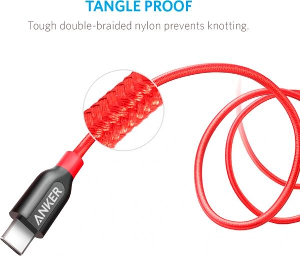 Кабель Anker USB Type-C – USB Type-C 0,9 м красный (A8187H91) Powerline