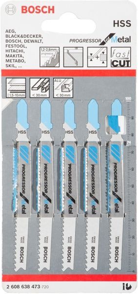 Пилка для електролобзика Bosch T123X 5 шт. 2608638473