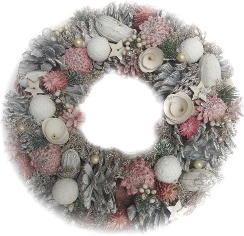 Вінок новорічний з шишками і сухоцвітами 70960103 d330 мм 