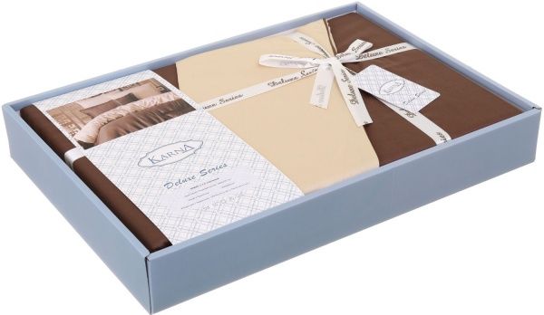 Комплект постільної білизни Loft 1,5 коричнево-бежевий Karna 