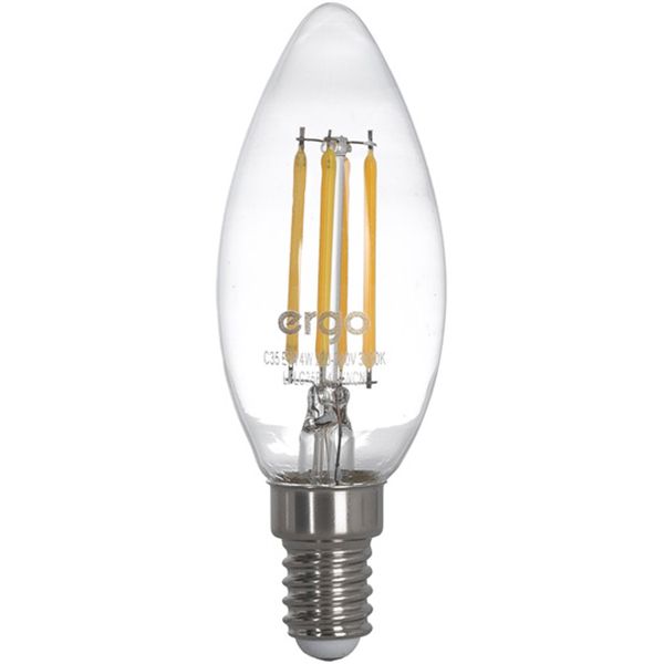 Лампа светодиодная Ergo FIL C35 4 Вт E14 3000 К прозрачная