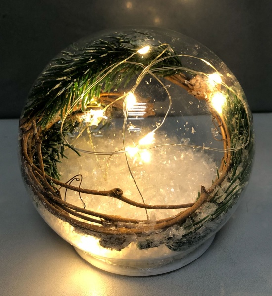 Сувенир новогодний шар стеклянный веточки которые светятся 12х8 см RHYD1208 