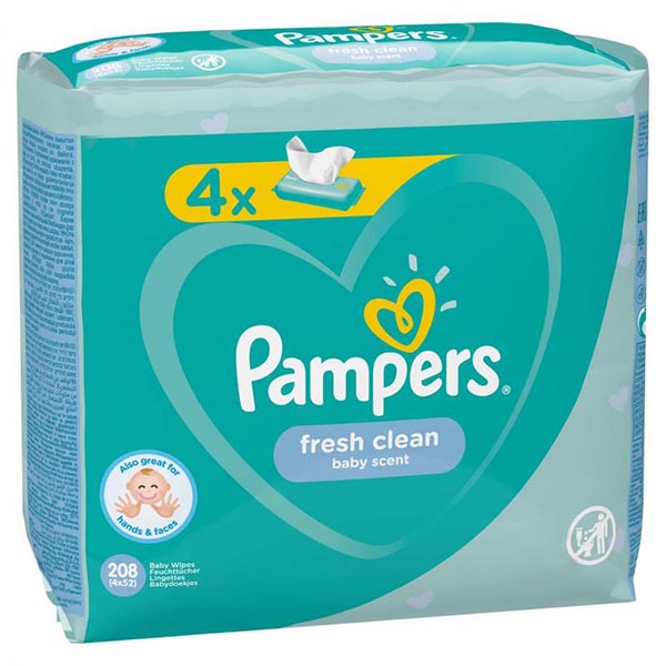 Детские влажные салфетки Pampers Fresh Clean 4х52 шт 208 шт.