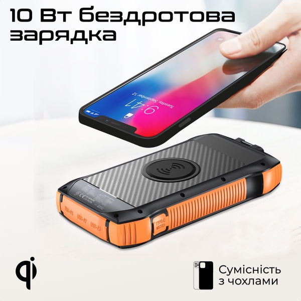 Універсальна мобільна батарея Promate 20000 mAh black (solartank-20pdqi.black) із сонячною панеллю 