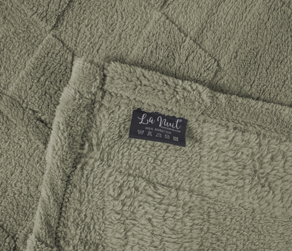 Плед Sherpa Jaсquard Rombo 200x220 см оливковый La Nuit