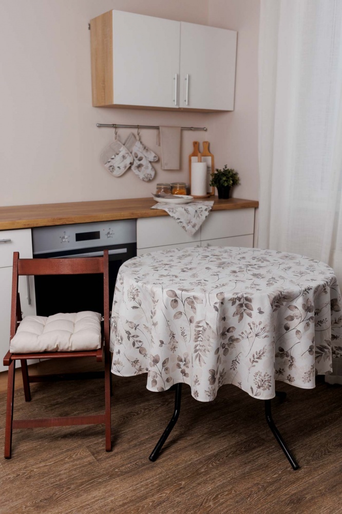 Скатерть Шанталь Ø 160 см бежевый с рисунком La Nuit