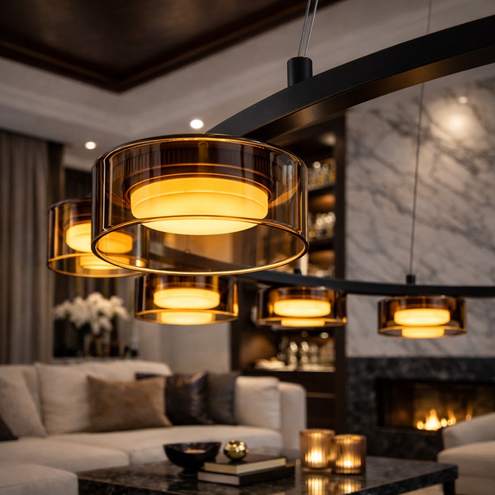 Люстра подвесная LIGHT SET DUSHA MS241-Y7 7x12 Вт GX53 черный/янтарь