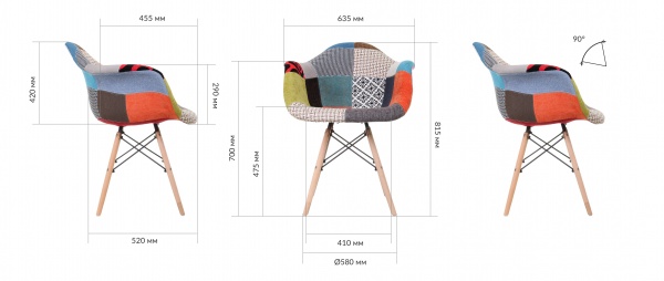 Стілець обідній Style patchwork різнокольоровий кремовий/різнокольоровий