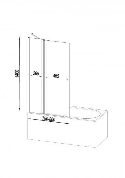 Шторка для ванны AM.PM 80х140 см WU90BS-D3W5-140CT Gem