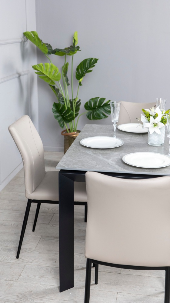 Стіл обідній Prestol Лейк 1000(1400)x750x750мм сірий/чорний