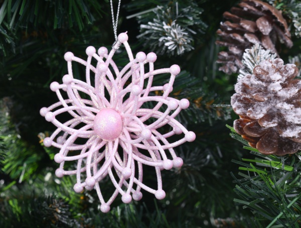 Декорація Сніжинка Молекула 3д d 12 см рожевий 1 шт.