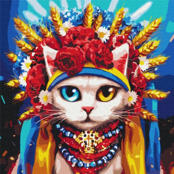 Картина за номерами Киця україночка ©Маріанна Пащук PBS53126M 50х50 см Brushme 