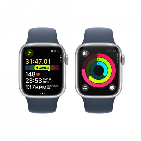 Смарт-часы Apple Watch Series 9 GPS 41mm Silver Aluminium Case with Starlight Sport Band - S/M (MR903QP/A)