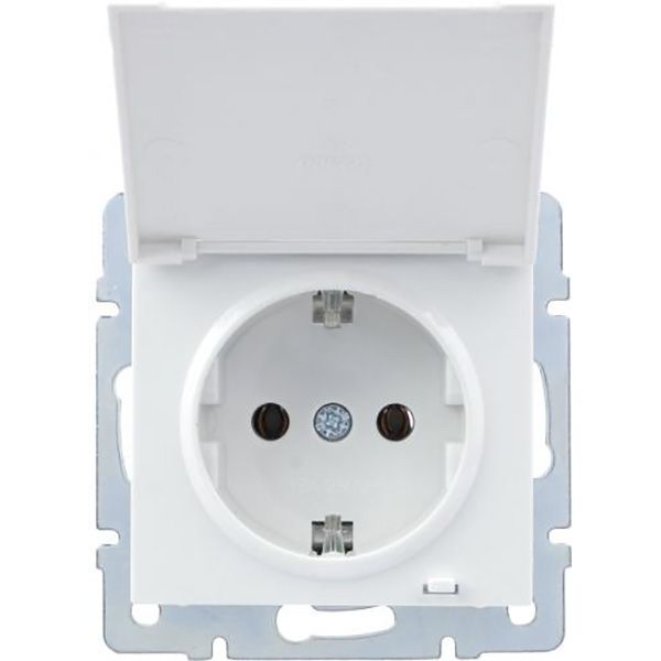 Розетка с заземлением Lezard Rain без шторок с крышкой белый 703-0288-123B