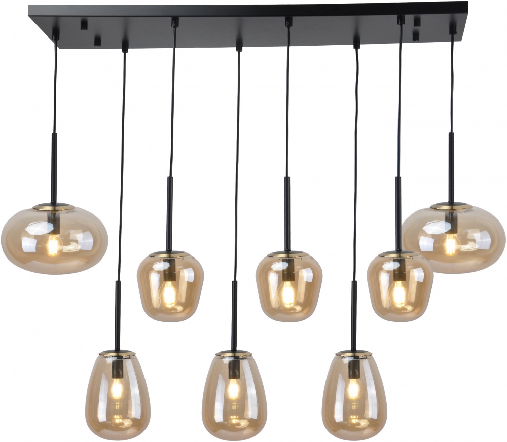Світильник підвісний Sensio Hollywood 8x40 Вт E14 чорний із бурштиновим ALB-P00360-AM-E