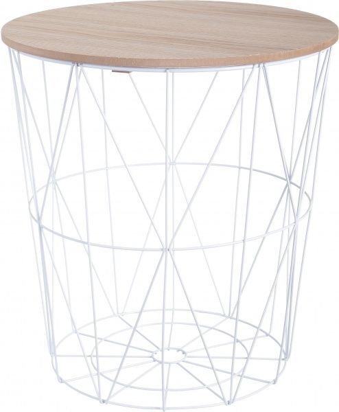 Стол-корзина Сканди 40х40х42 см натуральное дерево с белым 