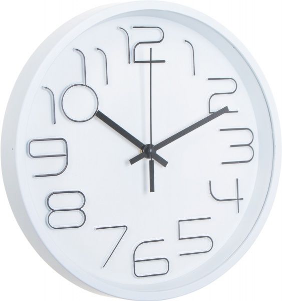 Часы настенные Moment белый с черными цифрами 30 см