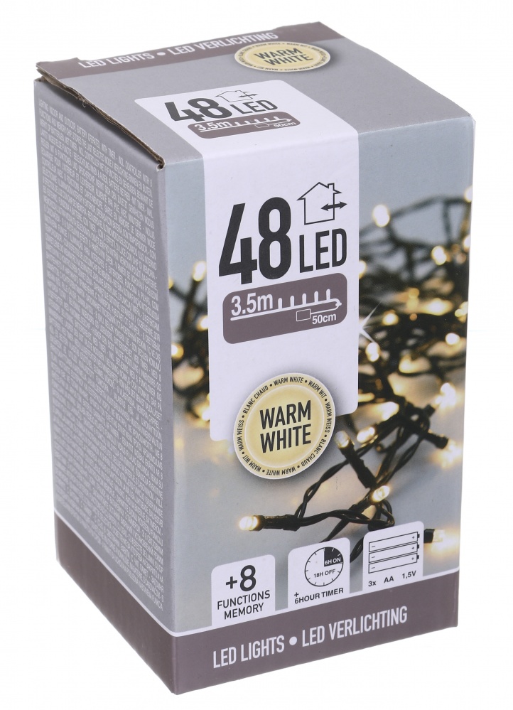 Гирлянда 48LED/на батарейк/с таймером/теплый белый свет (AX8415210)