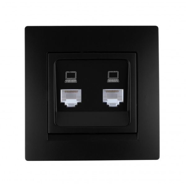 Розетка компьютерная двойная двойная UP! (Underprice) One Plus антрацит 706-4242-141