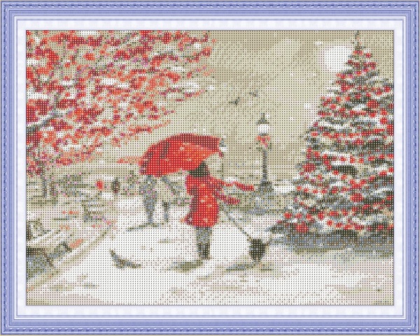 Картина стразами Зимова прогулянка 40x50 см на підрамнику 954137 Santi 