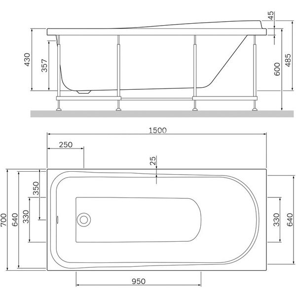 Ванна акрилова AM.PM 150x70 Like (W80A-150-070W-A)