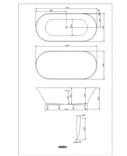 Ванна акрилова Diamond NISIDA 170х79 см