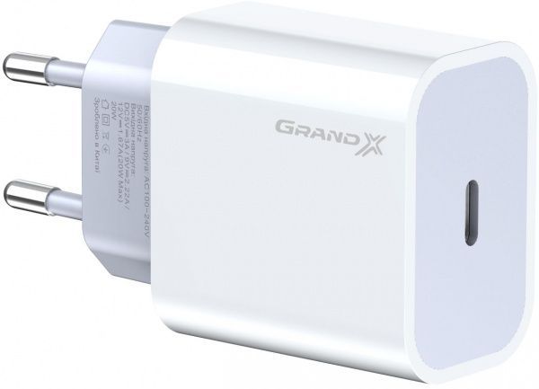 Зарядное устройство Grand-X CH-770 20W PD 3.0 USB-C для Apple iPhone и Android QC4.0,FCP,AFC 