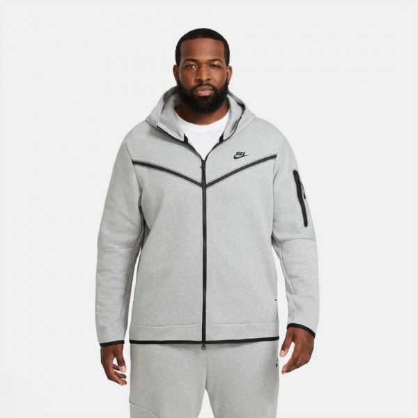 Джемпер Nike M NSW TCH FLC HOODIE FZ WR CU4489-063 р. S сірий меланж