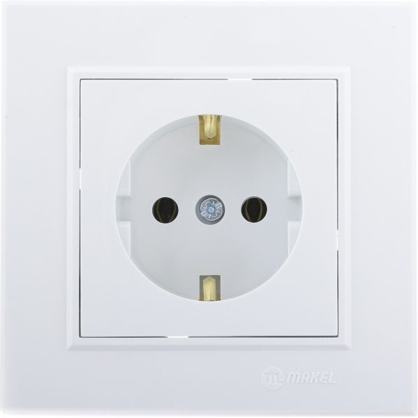 Розетка с заземлением Makel Karea 00 без шторок без крышки белый