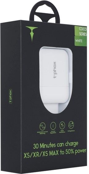 Зарядное устройство T-PHOX T-PHOX COCO 1XTYPE-C PD 18W + 1XUSB QC3.0 (WHITE)