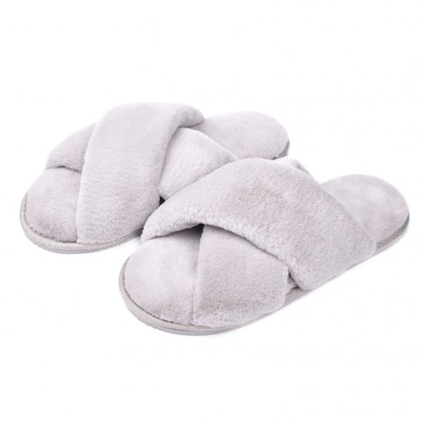 Капці домашні Twins HS-LUXхутрянi перехрест р. 38/39 сірий 