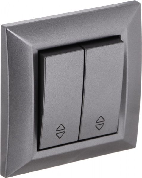 Вимикач прохідний двоклавішний UP! (Underprice) Vesta без підсвітки 10 А 220-250В графіт