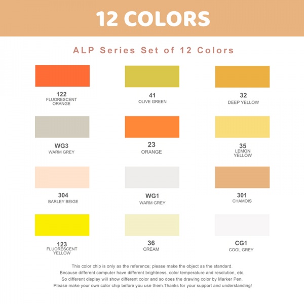 Набір маркерів Arrtx Oros ASM-03-ACS1-01 12 кольорів LC302611 