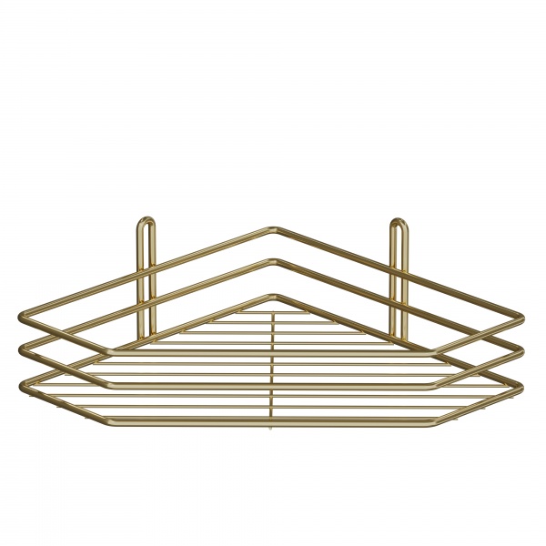 Полка для ванной Украина угловая 25 см 1-ярусная 3-контурная золото 