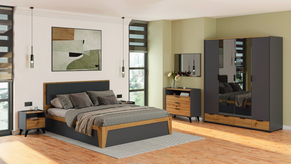 Тумба Світ Меблів прикроватная Камила Дуб артизан 500x535x405 мм /графит