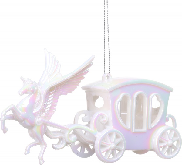 Подвеска пластиковая Лошадь с каретой 15 см белый EPI-F19620196